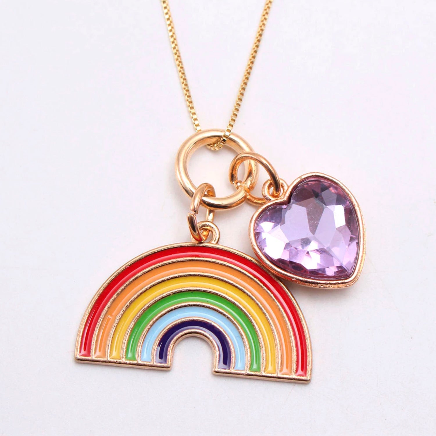 Rainbow deals heart necklace