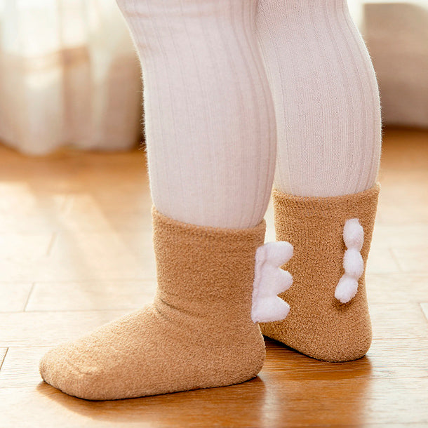 Little Dinosaur Coral Fleece Non-Slip Floor Socks